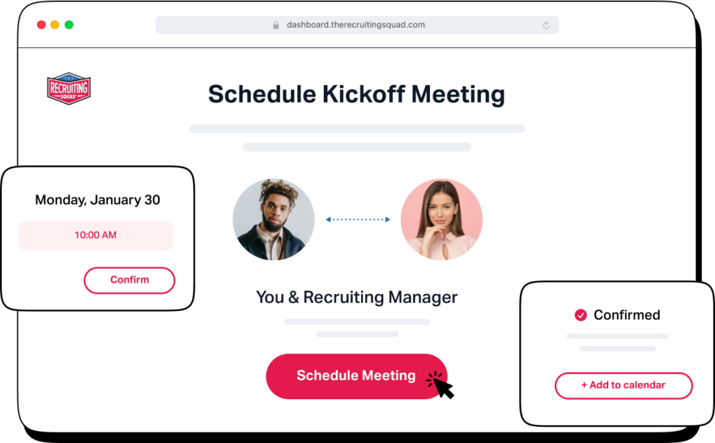 Schedule kickoff meeting | How it works | The Recruiting Squad